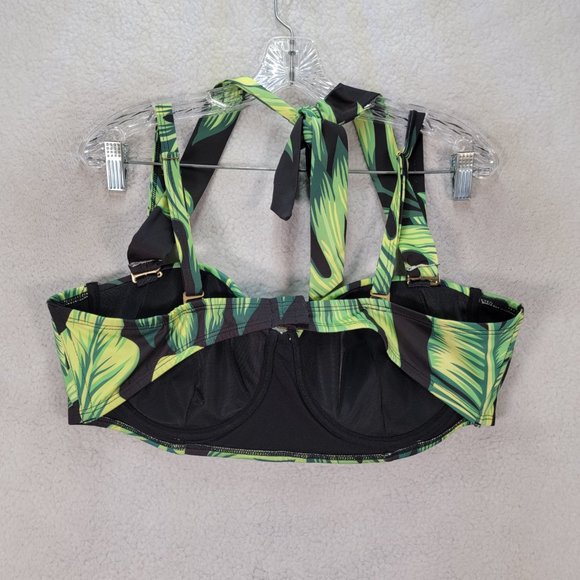 High Dive ModCloth Green Leaf Tropical Halter Retro Style Swim Top Swimwear - Picture 10 of 13